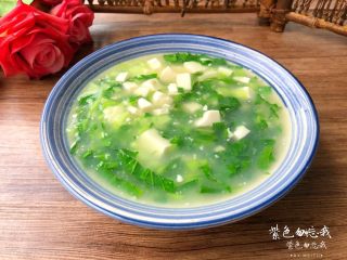 青菜豆腐汤,成品图三