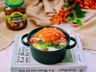 螃蟹青菜辣椒粥,成品一