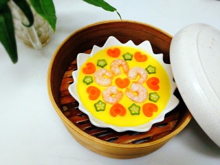 虾仁胡萝卜秋葵鸡蛋羹,成品图