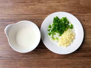 肉末冬瓜,蒜去皮洗净切末，葱洗净切葱花，淀粉加入适量水，调成水淀粉。